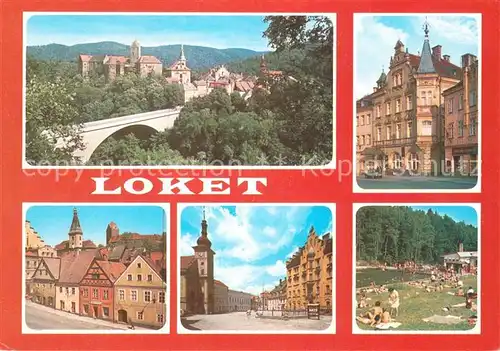 AK / Ansichtskarte Loket_Elbogen_Czechia Stadtansichten Innenstadt Freibad 