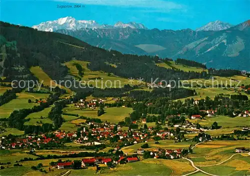 AK / Ansichtskarte Bad_Kohlgrub Fliegeraufnahme mit Ammergau Alpen und Zugspitze Bad_Kohlgrub