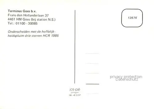 AK / Ansichtskarte Goes_Netherlands Terminus Goes Hotel Goes_Netherlands