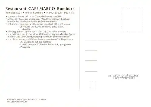 AK / Ansichtskarte Rumburk_Rumburg Restaurant Cafe Marco 