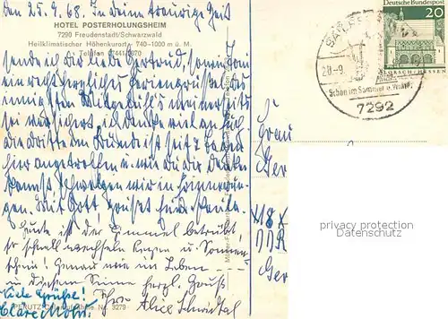 AK / Ansichtskarte Freudenstadt Hotel Posterholungsheim Freudenstadt