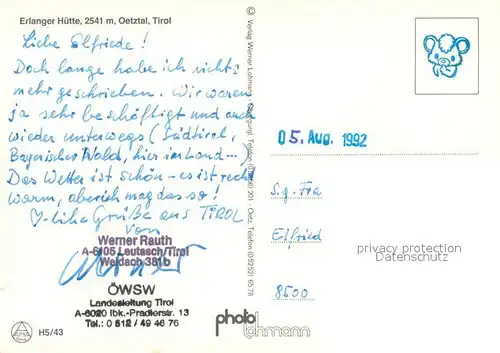 AK / Ansichtskarte Erlangerhuette_2541m_oetztal_Tirol Panorama 