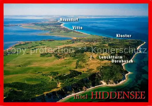 AK / Ansichtskarte Insel_Hiddensee Fliegeraufnahme mit Neuendorf Vitte Kloster Leuchtturm Dornbusch Insel Hiddensee