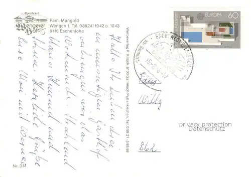 AK / Ansichtskarte Eschenlohe Wengererhof Eschenlohe