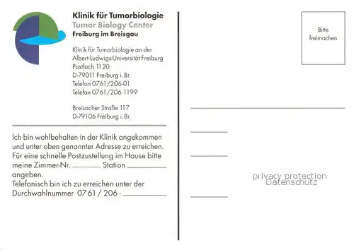 AK / Ansichtskarte Freiburg_Breisgau Klinik fuer Tumorbiologie Freiburg Breisgau