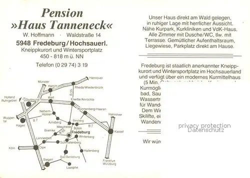 AK / Ansichtskarte Fredeburg_Ratzeburg Pension Haus Tanneneck Fliegeraufnahme Winteridyll Fredeburg Ratzeburg