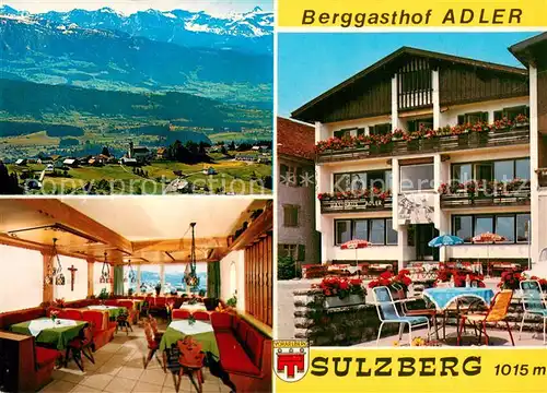 AK / Ansichtskarte Sulzberg_Vorarlberg Panorama Berggasthof Adler Gaststube Terrasse Sulzberg Vorarlberg
