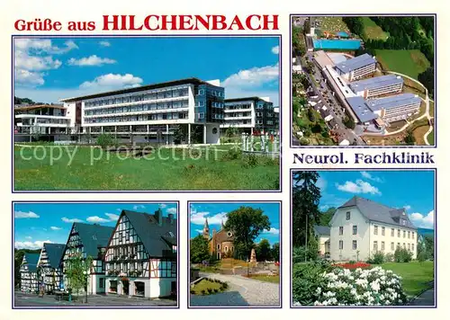AK / Ansichtskarte Hilchenbach Neurol Fachklinik Fliegeraufnahme Kirche Fachwerkhaeuser 