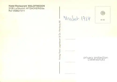 AK / Ansichtskarte Hitzacker_Elbe Hotel Restaurant Waldfrieden Terrasse Hitzacker Elbe