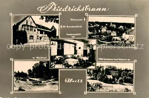 AK / Ansichtskarte Friedrichsbrunn_Harz HO Brockenblick Waldbad FDGB Sanatorium Ernst Thaelmann Friedrichsbrunn Harz