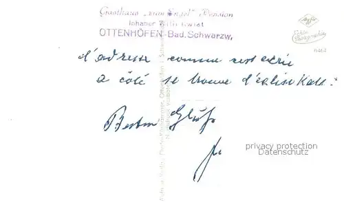 AK / Ansichtskarte Ottenhoefen_Schwarzwald Gasthof Pension Engel Aussenansicht Teich Ottenhoefen Schwarzwald