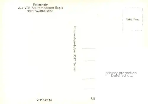 AK / Ansichtskarte Walthersdorf_Erzgebirge Ferienheim VEB Zentralwerkstatt Regis Aussenansicht 