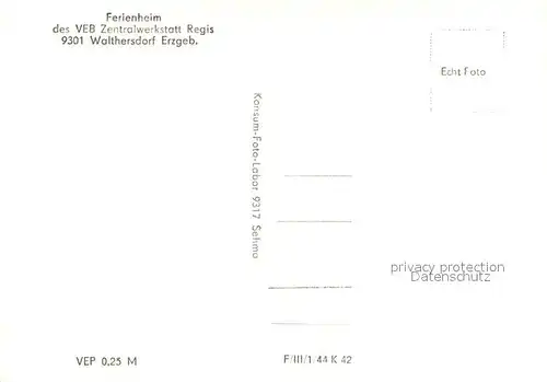 AK / Ansichtskarte Walthersdorf_Erzgebirge Ferienheim VEB Zentralwerkstatt Regis Aussenansicht 