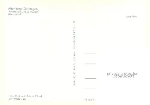 AK / Ansichtskarte Altenberg_Erzgebirge sanatorium Raupennest Speisesaal Altenberg Erzgebirge
