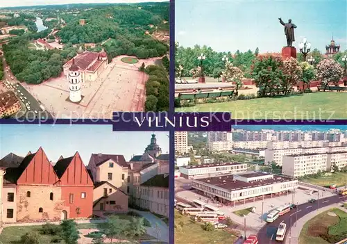AK / Ansichtskarte Vilnius Kathedrale Fliegeraufnahme Lenin Denkmal Altstadt Wohnsiedlung Einkaufszentrum Vilnius