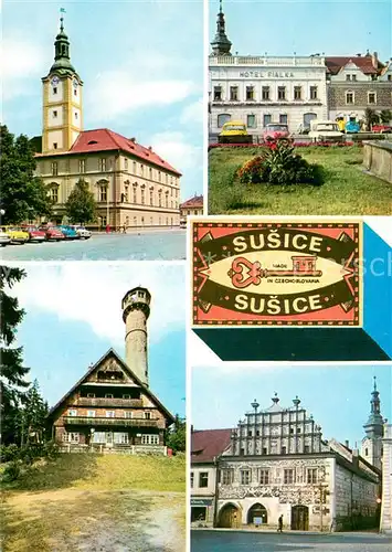 AK / Ansichtskarte Susice Rathaus Hotel Berghaus Aussichtsturm Altstadt Susice