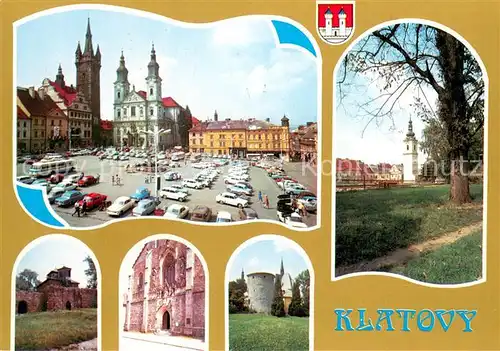 AK / Ansichtskarte Klatovy_Klattau_CZ Marktplatz Jesuitenkirche Schwarzer Turm Stadtmauer 