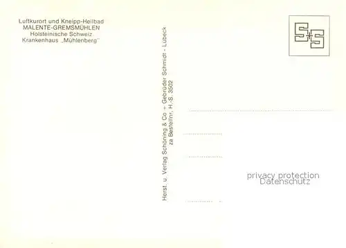 AK / Ansichtskarte Malente Gremsmuehlen Krankenhaus Muehlenberg Malente Gremsmuehlen