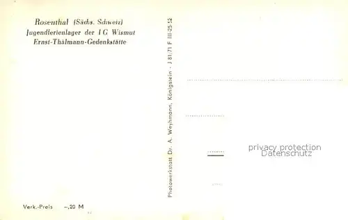 AK / Ansichtskarte Rosenthal Bielatal Ernst Thaelmann Gedenkstaette Rosenthal Bielatal