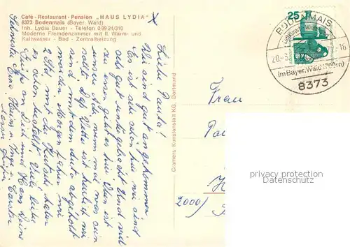 AK / Ansichtskarte Bodenmais Restaurant Pension Haus Lydia Bodenmais