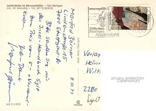 AK / Ansichtskarte Stuttgart Baerenschloessle Rotwildpark Stuttgart