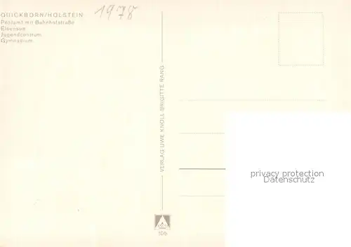 AK / Ansichtskarte Quickborn_Pinneberg Elsensee Jugendcentrum Gymnasium Postamt Quickborn Pinneberg