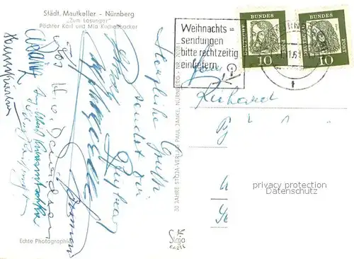 AK / Ansichtskarte Nuernberg Staedt. Mautkeller Zum Losunger Innenansicht Nuernberg