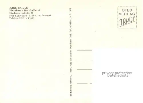 AK / Ansichtskarte Kernen_Remstal Karl Haidle Weinbau Weinkellerei Kernen_Remstal