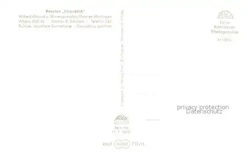 AK / Ansichtskarte Pfronten Pension Schoenblick Aussicht Pfronten