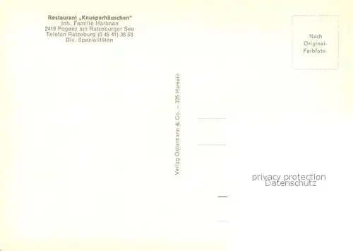 AK / Ansichtskarte Pogeez Restaurant Knusperhaeuschen Aussenansicht Terrasse Pogeez