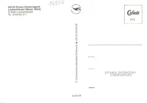 AK / Ansichtskarte Lackenhaeuser_Niederbayern Azur Knaus Campingplatz Bayrischer Wald Lackenhaeuser Niederbayern