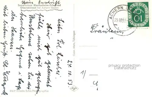 AK / Ansichtskarte Obersasbach Sanatorium Marienheim Erlenbad im Schwarzwald Obersasbach