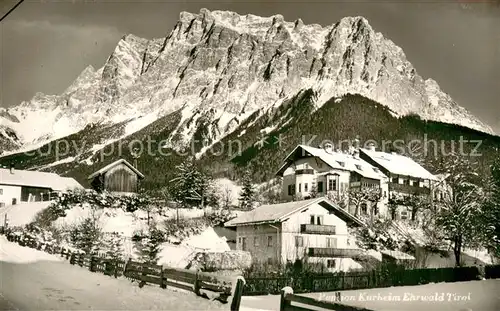 AK / Ansichtskarte Ehrwald_Tirol Pension Kurheim im Winter Wettersteingebirge Ehrwald Tirol