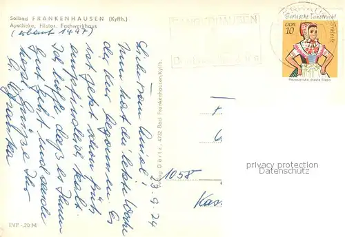 AK / Ansichtskarte Frankenhausen_Bad Apotheke Historisches Fachwerkhaus Frankenhausen_Bad