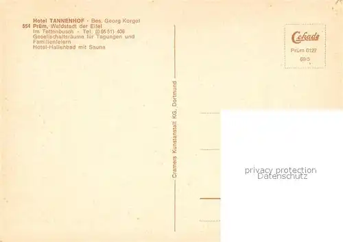 AK / Ansichtskarte Pruem_Eifel Hotel Tannenhof Speiseraum Pruem_Eifel