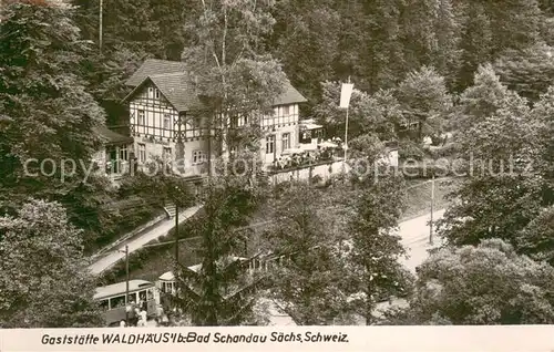 AK / Ansichtskarte Bad_Schandau Gaststaette Waldhaeusl Strassenbahn Bad_Schandau