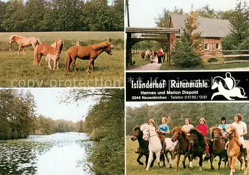 AK / Ansichtskarte Neuenkirchen_Lueneburger_Heide Islaenderhof Rutenmuehle Pferde Neuenkirchen_Lueneburger
