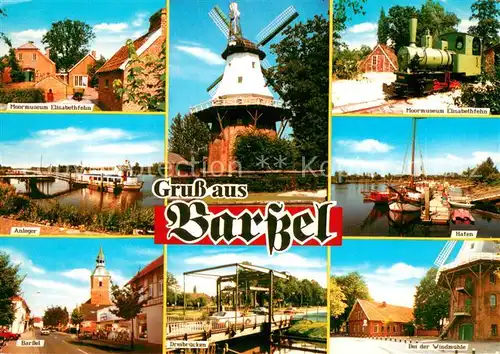 AK / Ansichtskarte Barssel Hafen Moormuseum Elisabethfehn Windmuehle Anleger Barssel