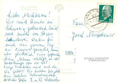 AK / Ansichtskarte Schwerin__Mecklenburg Am Pfaffenteich 