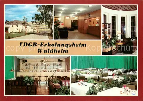 AK / Ansichtskarte Arendsee_Ostseebad FDGB Erholungsheim Waldheim Empfang Diele Bar Speiseraum Arendsee_Ostseebad