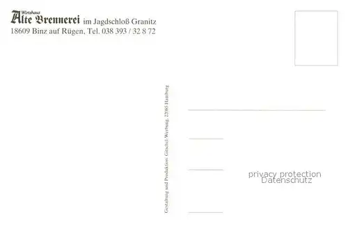 AK / Ansichtskarte Binz_Ruegen Wirtshaus Alte Brenneri im Jagdschloss Granitz Details Binz_Ruegen