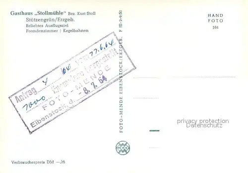 AK / Ansichtskarte Stuetzengruen Gasthaus Stollmuehle Stuetzengruen