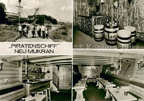 AK / Ansichtskarte Sassnitz_Ostseebad_Ruegen Piratenschiff Neu Mukran Bar Gastraum Faesser Sassnitz_Ostseebad_Ruegen