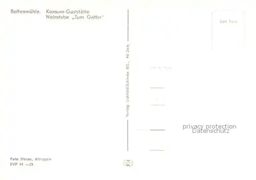 AK / Ansichtskarte Boltenmuehle Konsum Gaststaette Weinstube Zum Gatter Boltenmuehle