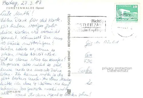 AK / Ansichtskarte Fuerstenwalde_Spree Schwimmhalle Details Fuerstenwalde_Spree