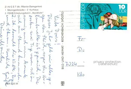 AK / Ansichtskarte Zingst_Ostseebad Meinigenbruecke Kurhaus FDGB Erholungsheim Nordlicht Zingst_Ostseebad