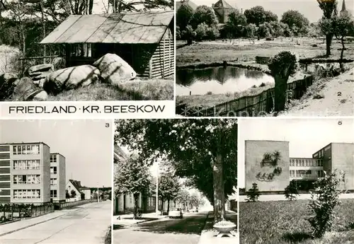 AK / Ansichtskarte Friedland_Mark Friedland Schutzhuette am Wanderweg zum Schwielochsee Burg Polytechn Oberschule Katja Niederkirchner Karl Marx Strasse Friedland_Mark