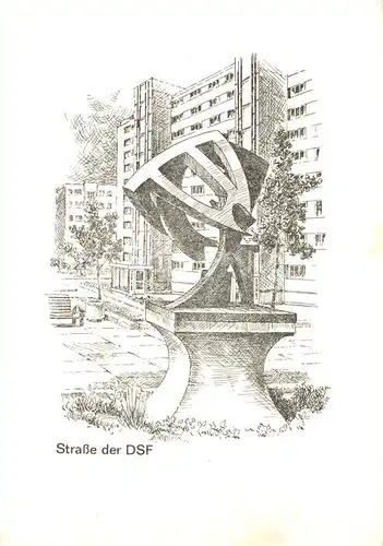 AK / Ansichtskarte Riesa_Sachsen Strasse der DSF Zeichnung Taenzerin mit schwingender Fahne Riesa Sachsen