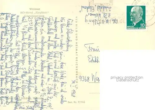 AK / Ansichtskarte Weimar__Thueringen HO Hotel Elephant Gartenstrasse 