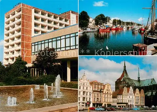 AK / Ansichtskarte Rostock Radisson Hotel Rostock Hafen Wasserspiele Marktplatz 